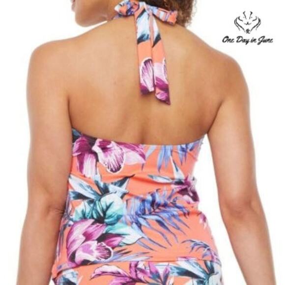 Liz Claiborne Floral Tankini Top Size 8 - Picture 2 of 2